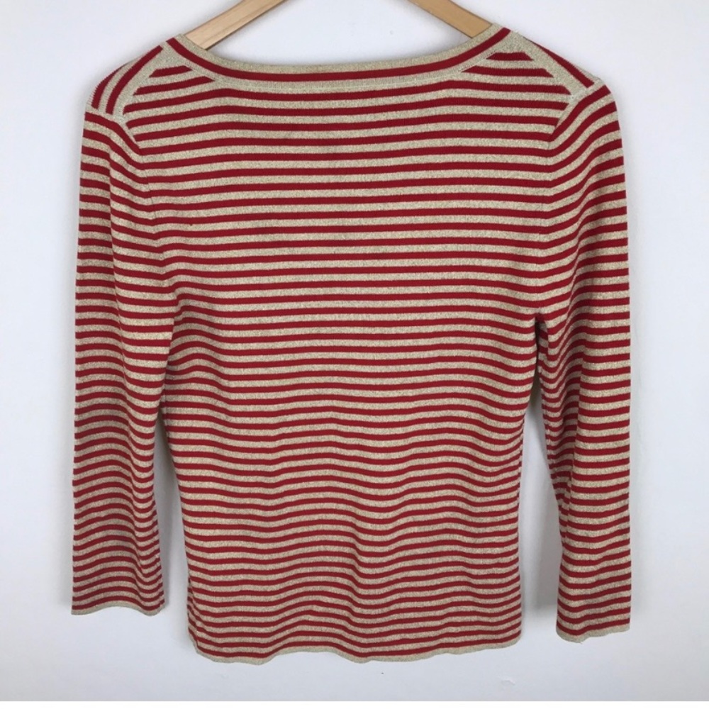 Boston Proper Red & Gold Glitter Blouse - Picture 2 of 4